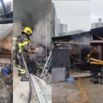 Área anexa de restaurante pega fogo em Itajaí