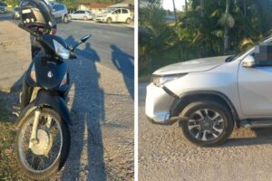 Biz com placa de Brusque envolve-se em acidente na SC-108