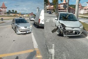 Acidente entre carros é registrado na Avenida Bepe Rosa neste domingo