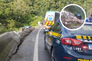 Casal morre após carreta sair da pista e cair em barranco na BR-376