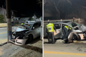 Carro bate em poste e mobiliza grande operação de resgate com cinco vítimas em Guabiruba