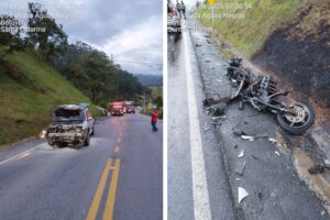 ATUALIZAÇÃO: Motociclista é socorrido de helicóptero após grave colisão em Botuverá