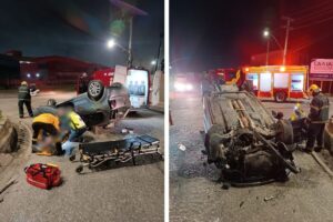 Motorista fica ferido após capotamento, em Itajaí