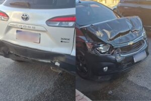 Colisão entre Corolla Cross e Onix é atendida pela GTB no Centro de Brusque
