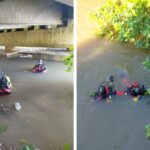 Bombeiros realizam buscas por possível vítima de afogamento no Rio Itajaí-Mirim, em Itajaí