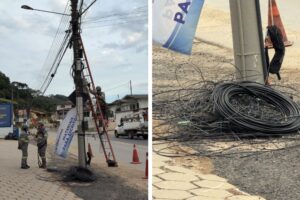 Operação Limpa Fios remove meia tonelada de cabos sem uso em Brusque