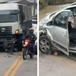 Colisão entre carro e caminhão é registrada na Rua Augusto Klapoth, em Brusque