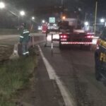 Bloqueio emergencial na BR-101 mobiliza equipes da PRF na Ponte Anita Garibaldi