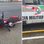 Motociclista sem CNH tenta fugir da PM, provoca acidente e acaba preso em Brusque