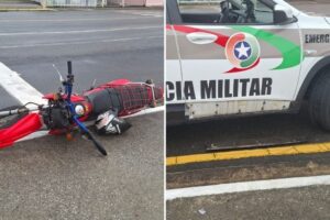 Motociclista sem CNH tenta fugir da PM, provoca acidente e acaba preso em Brusque