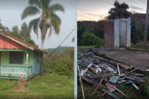 Furto inusitado: criminosos furtam casa inteira e deixam apenas banheiro em pé em SC