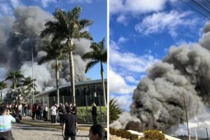 Incêndio de grandes proporções atinge fábrica da Colcci em Itajaí