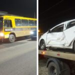 Colisão entre carro e ônibus escolar deixa homem ferido em Guabiruba