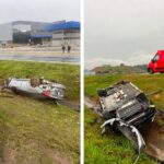 Carro capota na BR-470 em Ilhota e motorista escapa sem ferimentos