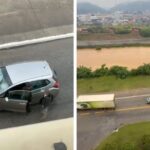 Colisão traseira deixa veículo danificado na Avenida Beira-Rio
