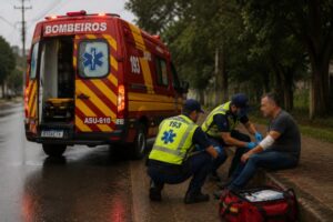 Homem sofre corte no antebraço e precisa ser socorrido em vidraçaria em Brusque