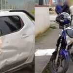Carro e moto envolvem-se em acidente no Bairro Águas Claras