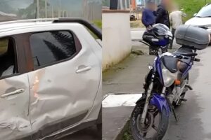 Carro e moto envolvem-se em acidente no Bairro Águas Claras