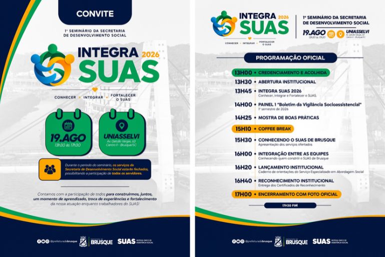 Integra SUAS 2026 promove integração e fortalecimento da Assistência Social em Brusque