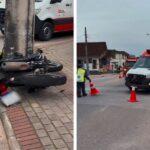 Motociclista fica ferida após bater contra poste em Brusque