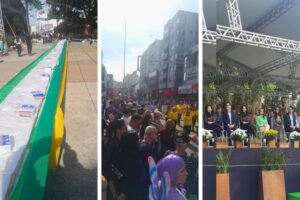 Desfile e corte de cuca gigante marcam aniversário de Brusque