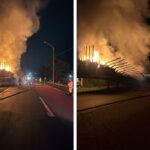 Carreta carregada com painéis de LED pega fogo na BR-101