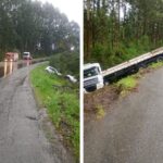 Caminhão fica fora da pista após acidente envolvendo três veículos na BR-280