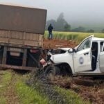 Cinco homens morrem em colisão frontal entre caminhão e caminhonete na PR-090