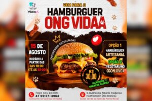 ONG Vida promove hambúrguer beneficente para ajudar animais resgatados em Brusque
