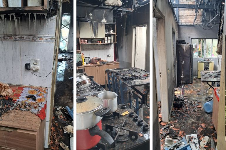 Chamas se espalham por residência e bombeiros usam 3 mil litros de água no combate