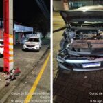 Carro atinge poste e deixa adolescente ferida em Gaspar (SC)