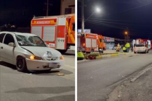 Pedestre e motociclista ficam feridos após acidente no Jardim Maluche