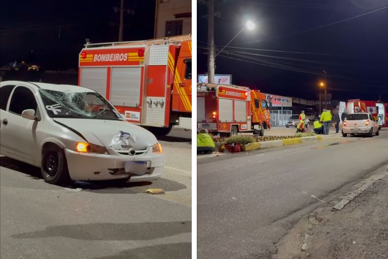 Pedestre e motociclista ficam feridos após acidente no Jardim Maluche