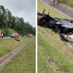 Ocupantes de moto são encontrados em vala após acidente na BR-470