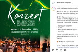 Pelo Instagram, cidade alemã destaca apresentação da Orquestra do Colégio Cônsul na Alemanha