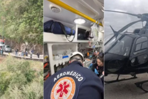 Ciclista recebe transfusão de sangue no local após grave acidente na Serra do Rio do Rastro