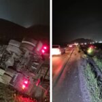 Tombamento de caminhão mobiliza o Corpo de Bombeiros na SC-417