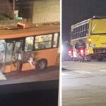 Trem atinge ônibus do transporte coletivo em Joinville