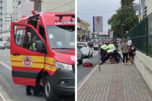 Ciclista fica ferido após bater em porta de carro aberta em ciclofaixa de Brusque