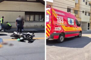 Pedestre é atropelado por motocicleta na Av. Primeiro de Maio