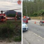 Motociclista fica gravemente ferido após colisão com caminhão em Guabiruba