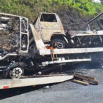 Incêndio consome caminhão após pane elétrica na SC-135