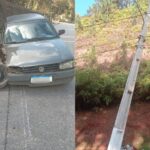 Carro roda na pista e bate contra poste nos fundos do Hospital Azambuja