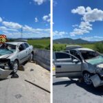 Carro bate contra ponte e deixa duas pessoas feridas na BR-470
