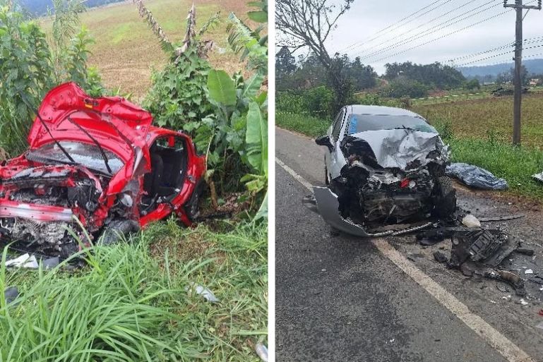 Homem morre e duas pessoas ficam gravemente feridas em colisão frontal na SC-410