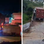 VÍDEO: caminhão perde os freios, desce morro e atinge muro de residencial em Brusque