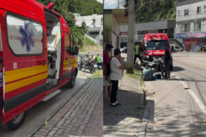 Motociclista bate na traseira de carro e fica ferido em Brusque