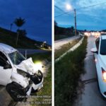 Carro capota após colisão na BR-470 e motorista fica ferido