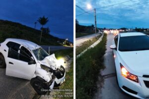 Carro capota após colisão na BR-470 e motorista fica ferido em Gaspar
