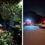 Carro cai em grota durante a madrugada e mobiliza bombeiros em São Bento do Sul